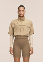 Active Short Sleeve Track Jacket - Dark Sand
