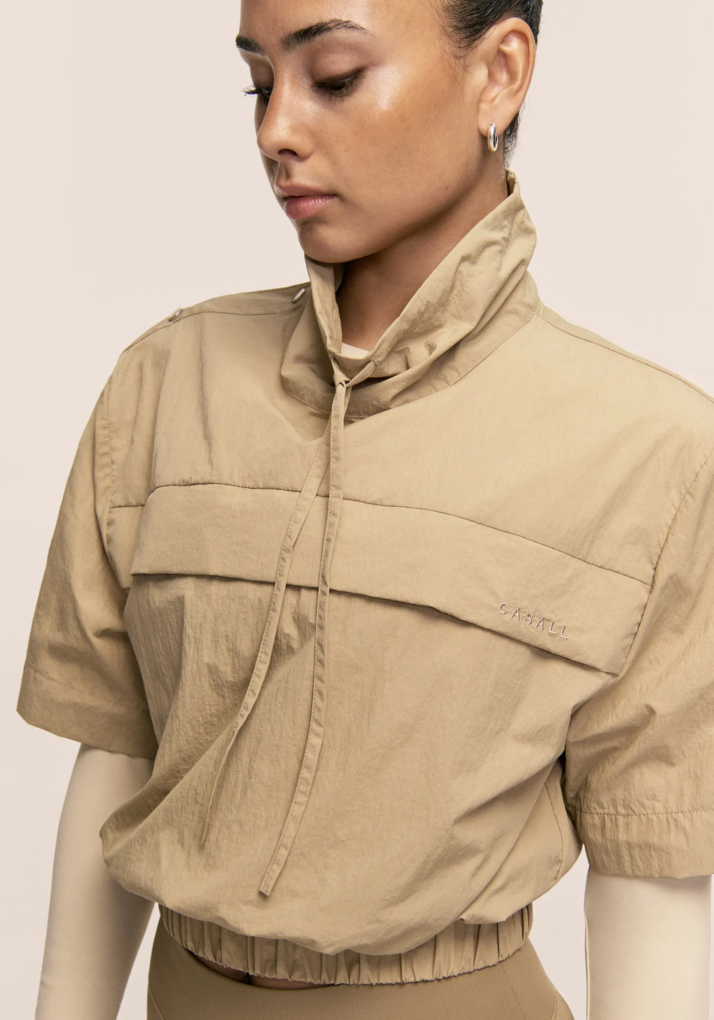 Active Short Sleeve Track Jacket - Dark Sand