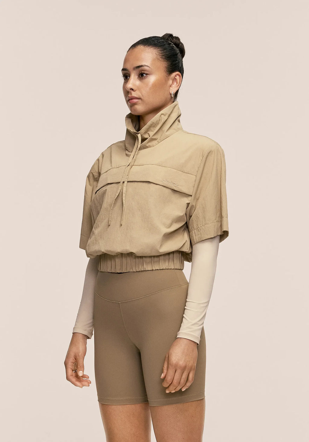 Active Short Sleeve Track Jacket - Dark Sand