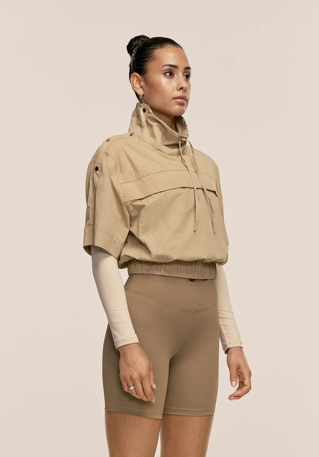 Active Short Sleeve Track Jacket - Dark Sand
