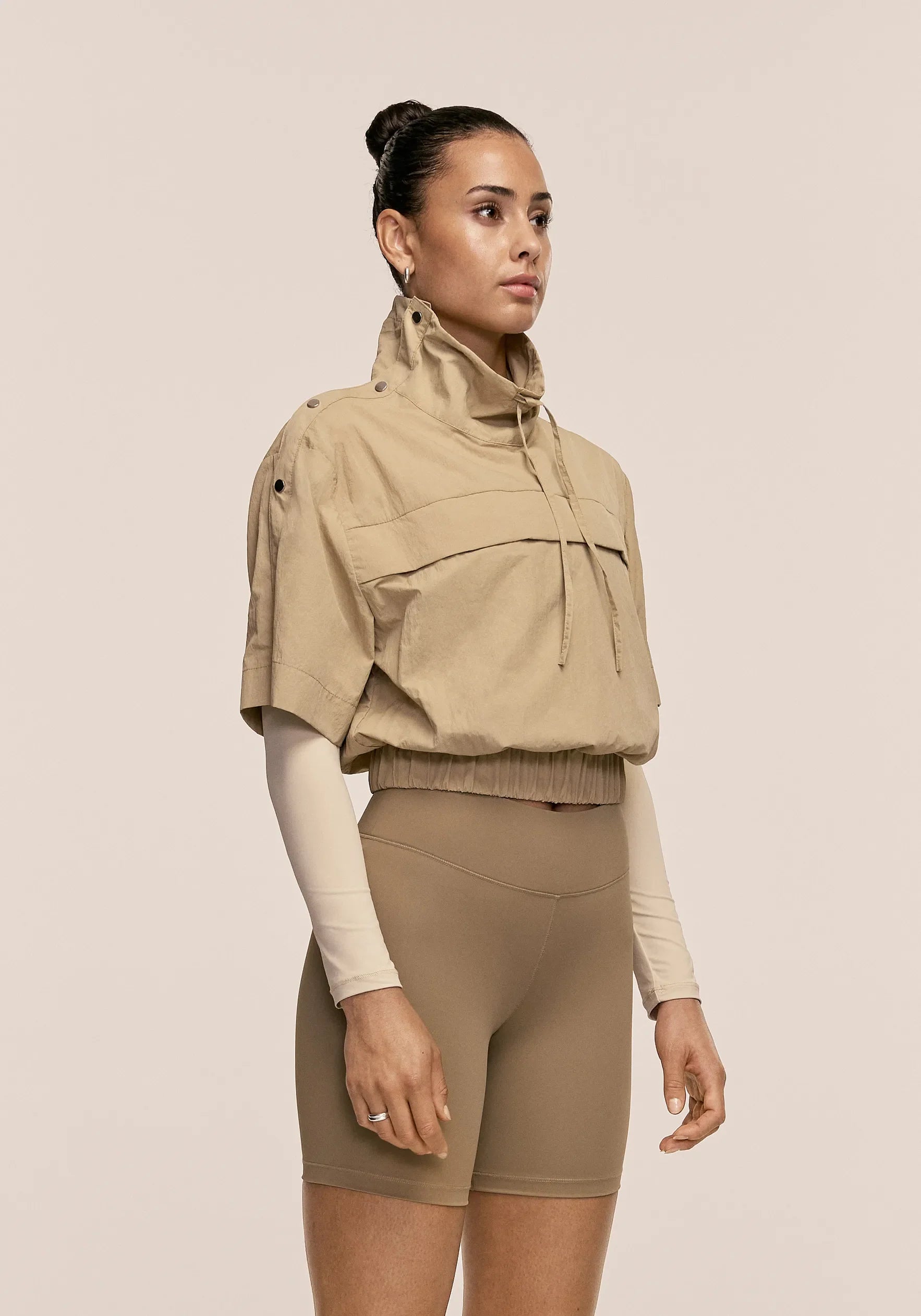 Active Short Sleeve Track Jacket - Dark Sand