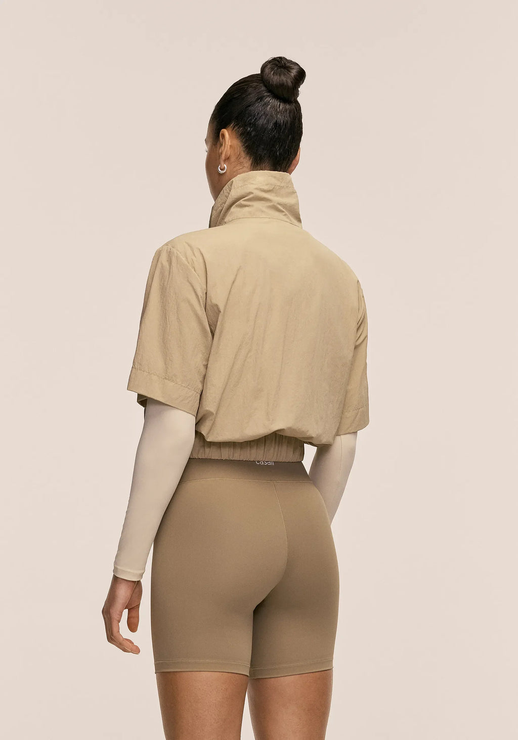 Active Short Sleeve Track Jacket - Dark Sand