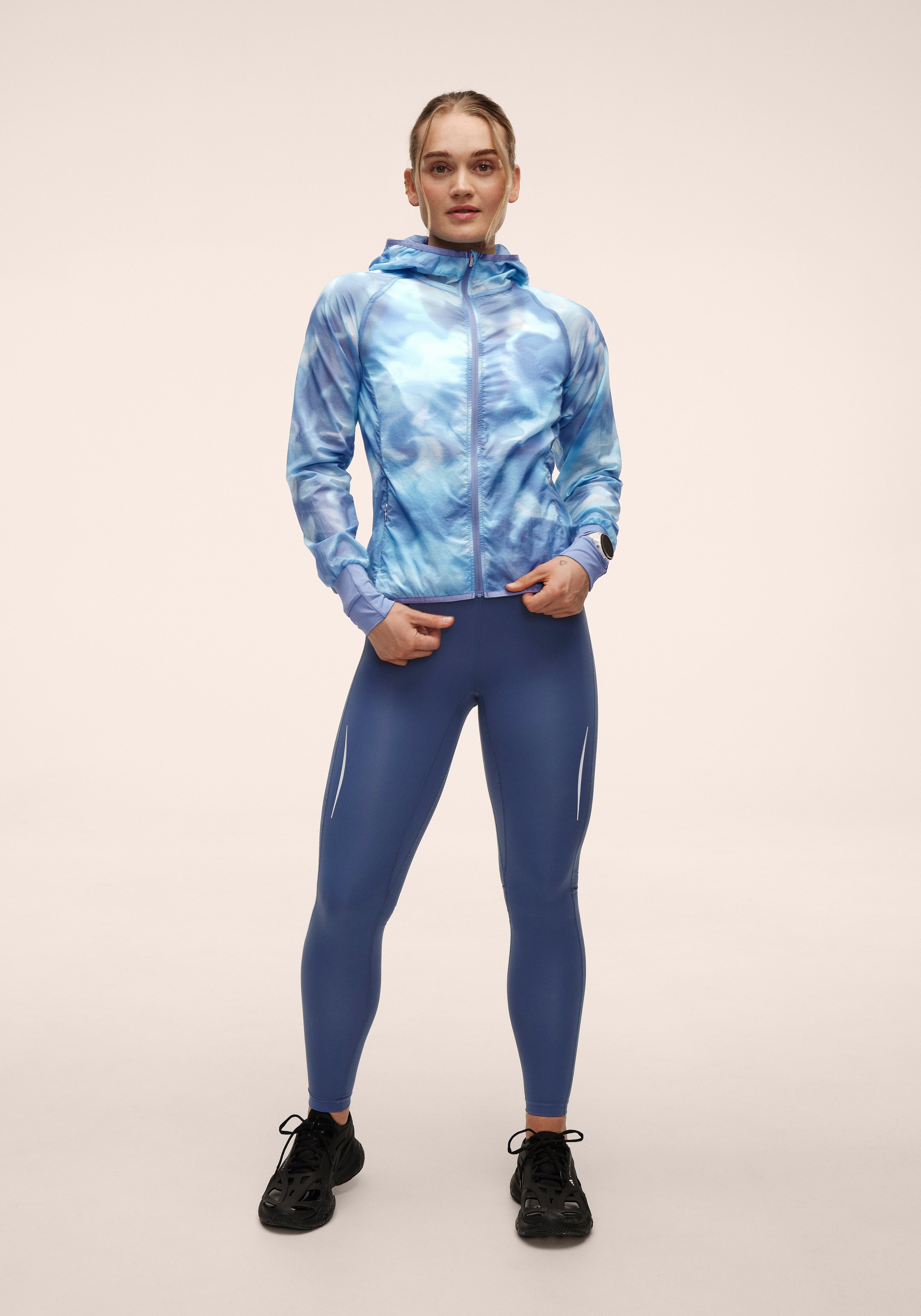 Breeze Printed Running Jacket - Breeze Blue Shadow