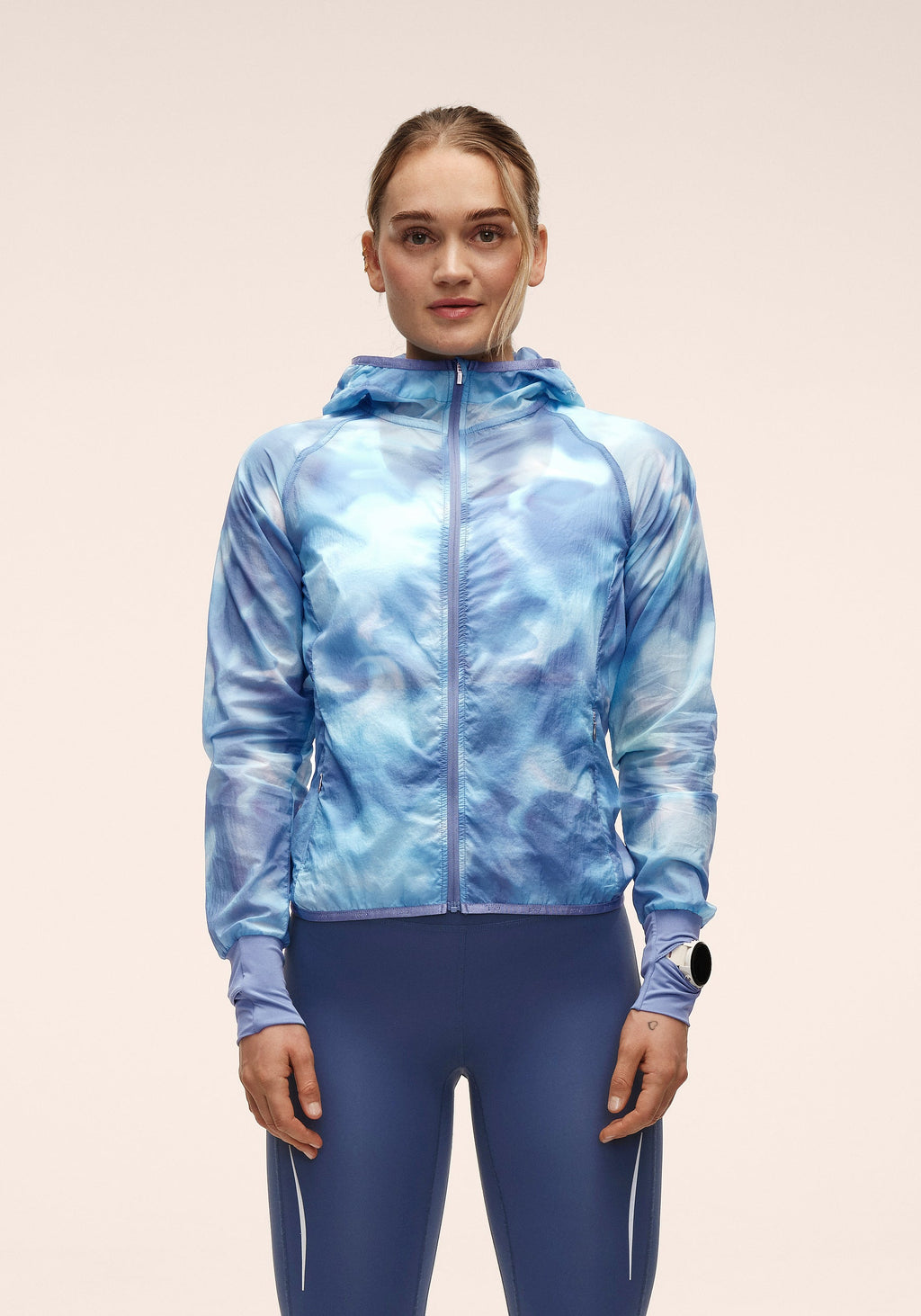 Breeze Printed Running Jacket - Breeze Blue Shadow