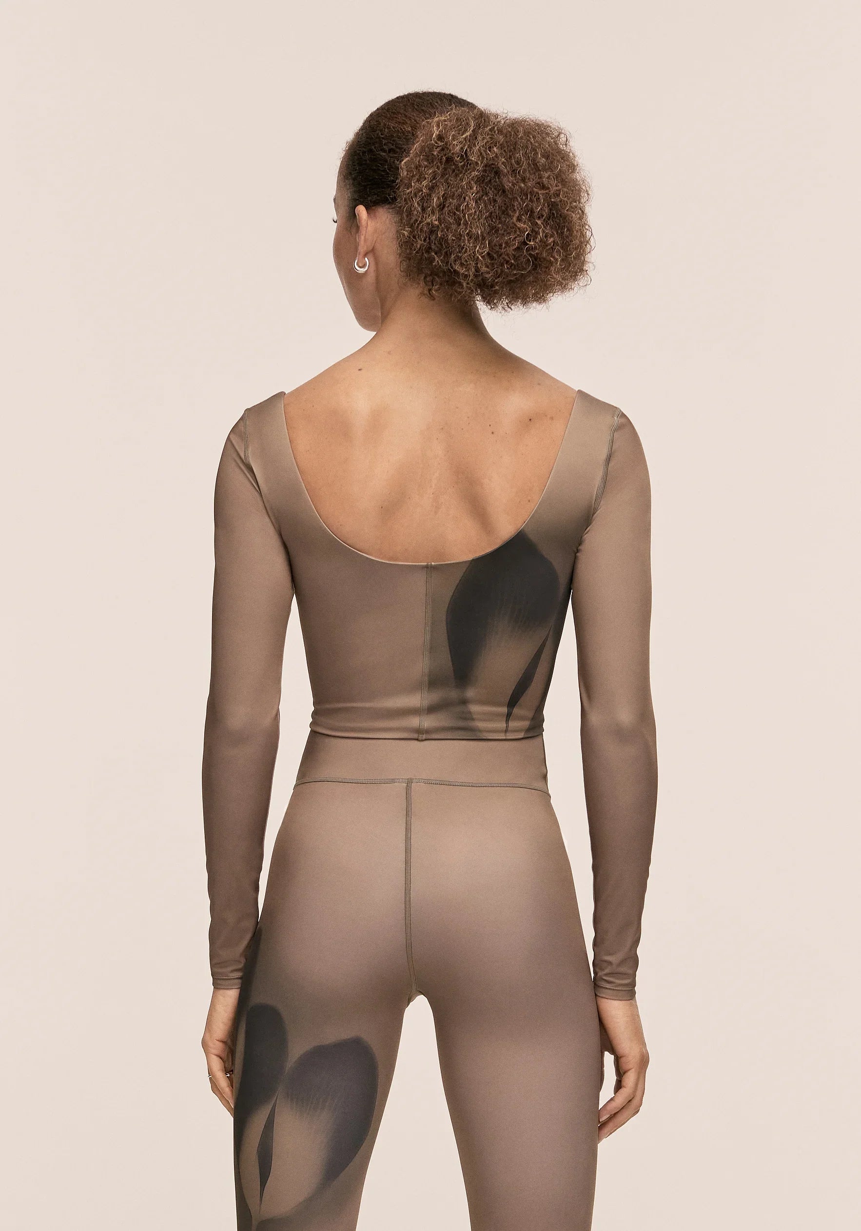 Aura Flower Print Long Sleeve - Aura Lt Khaki