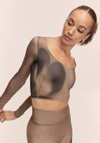Aura Flower Print Long Sleeve - Aura Lt Khaki