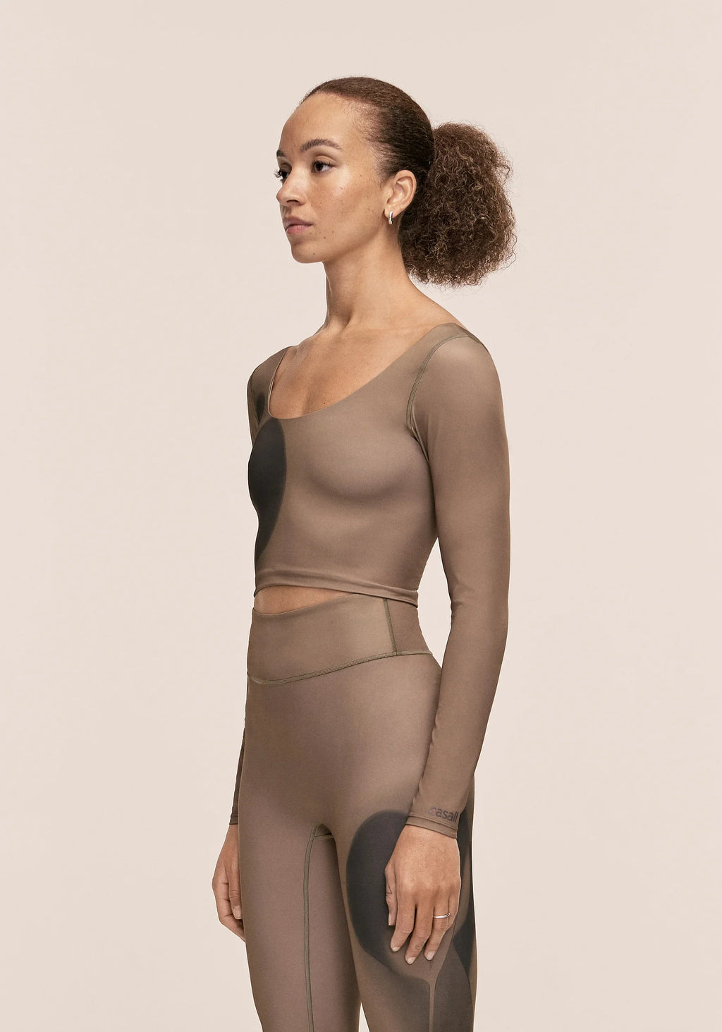 Aura Flower Print Long Sleeve - Aura Lt Khaki