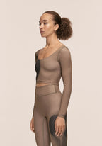 Aura Flower Print Long Sleeve - Aura Lt Khaki