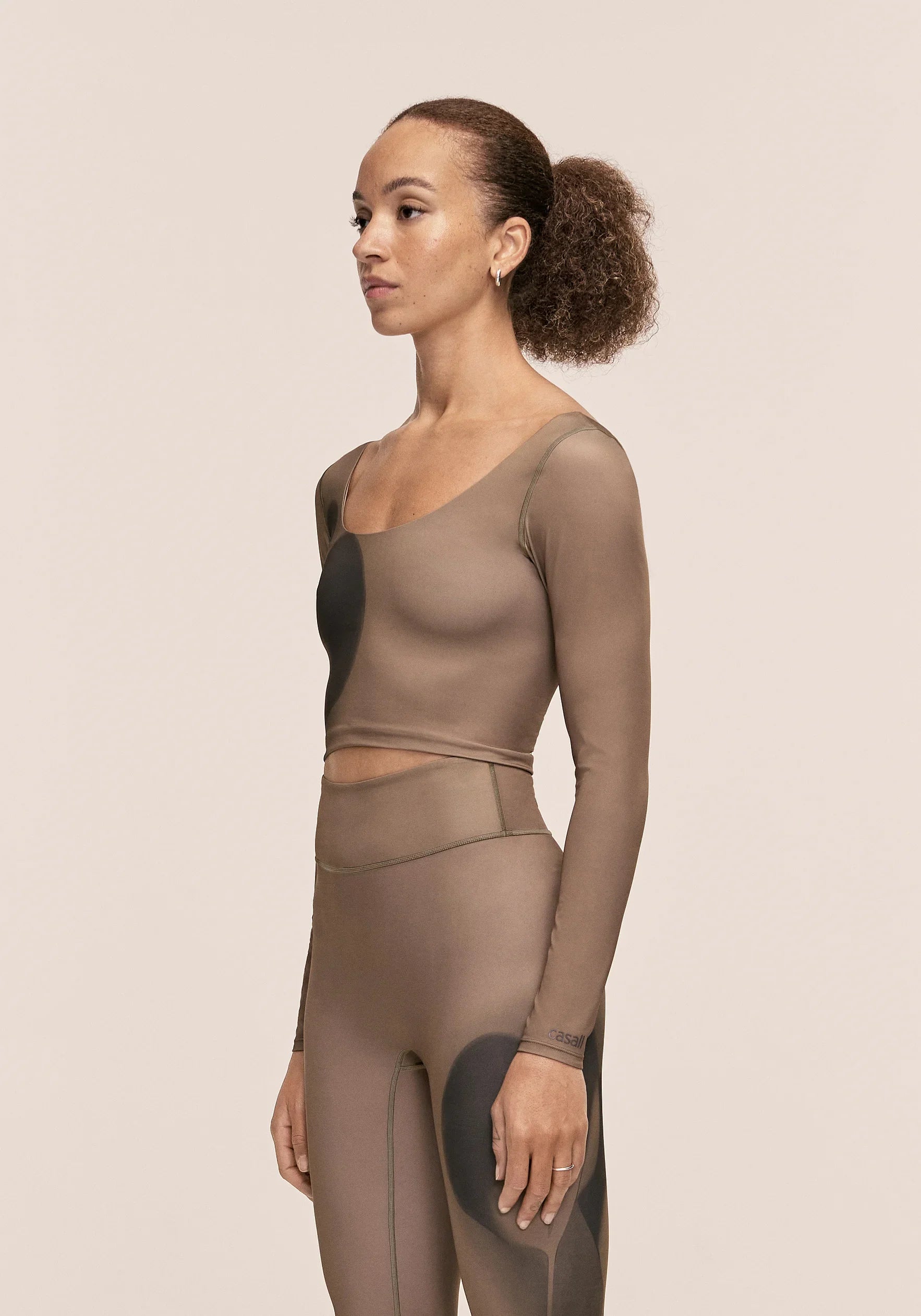 Aura Flower Print Long Sleeve - Aura Lt Khaki