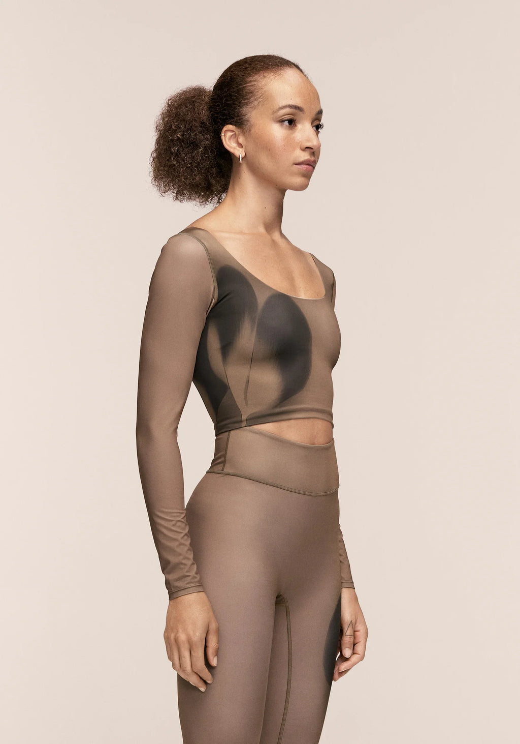 Aura Flower Print Long Sleeve - Aura Lt Khaki