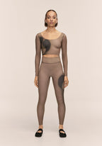 Aura Flower Print Long Sleeve - Aura Lt Khaki