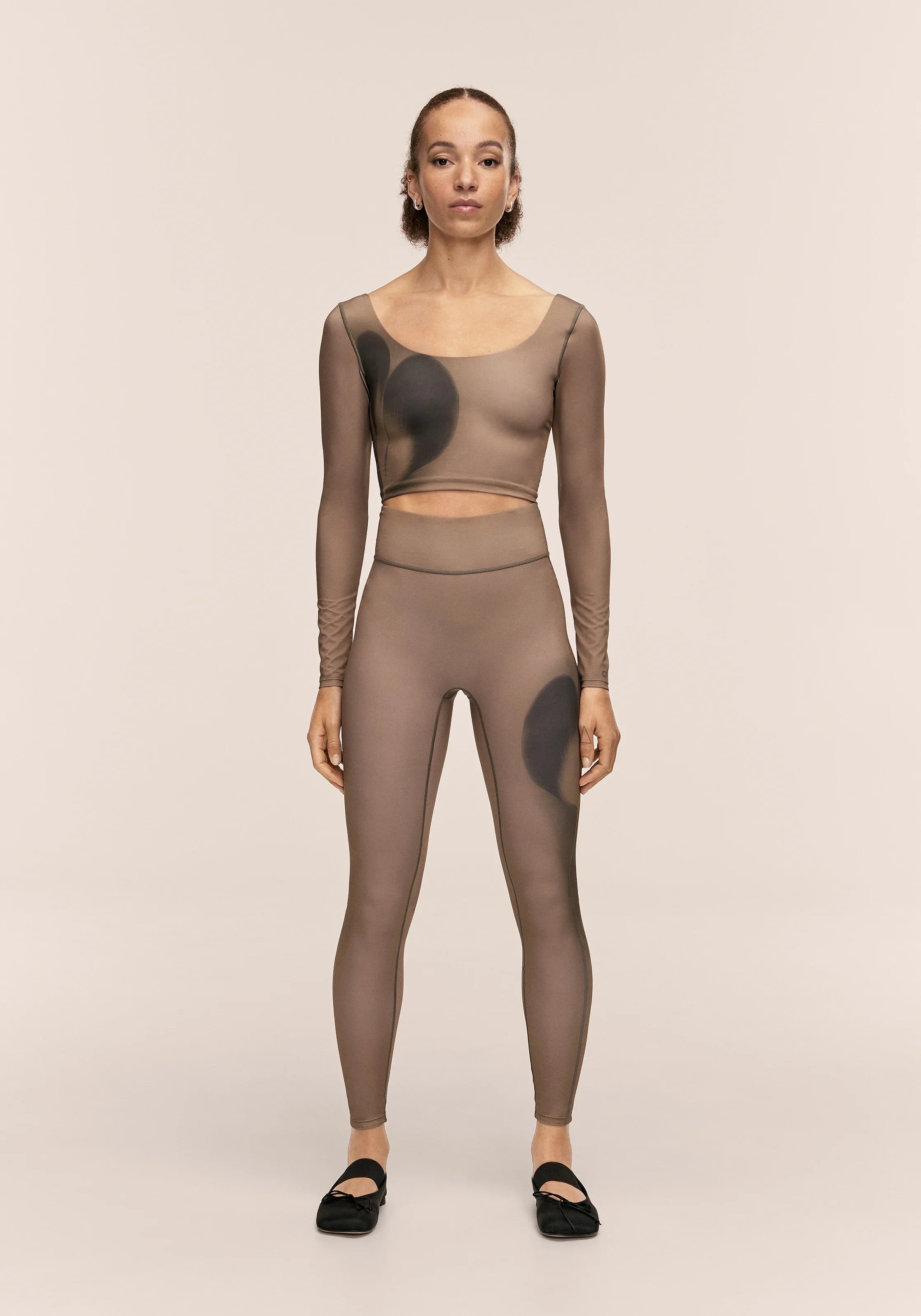 Aura Flower Print Long Sleeve - Aura Lt Khaki