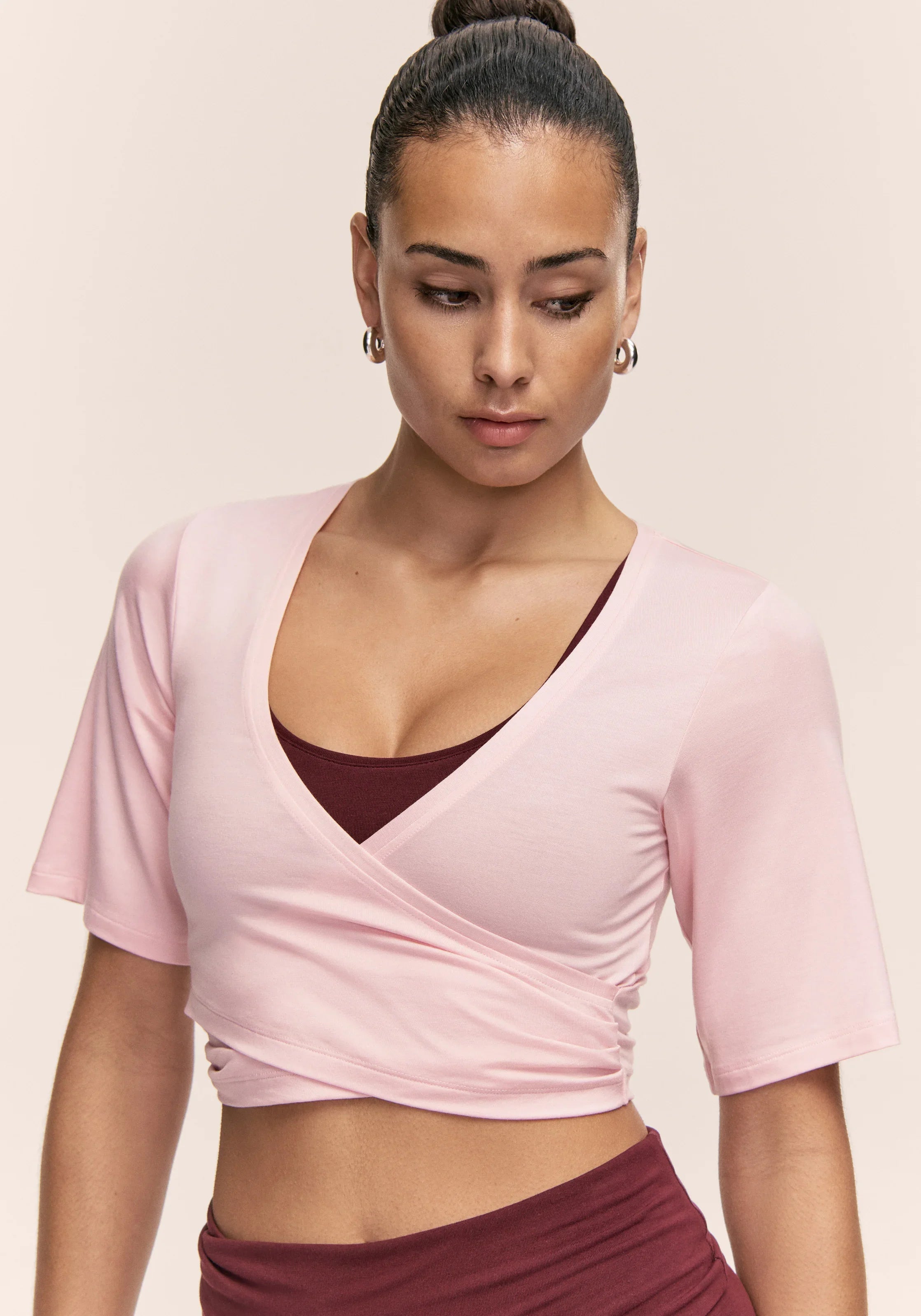 Deligth Cropped Wrap Top  - Lush Pink