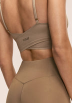 Cross Overlap Sports Top  - Light Khaki