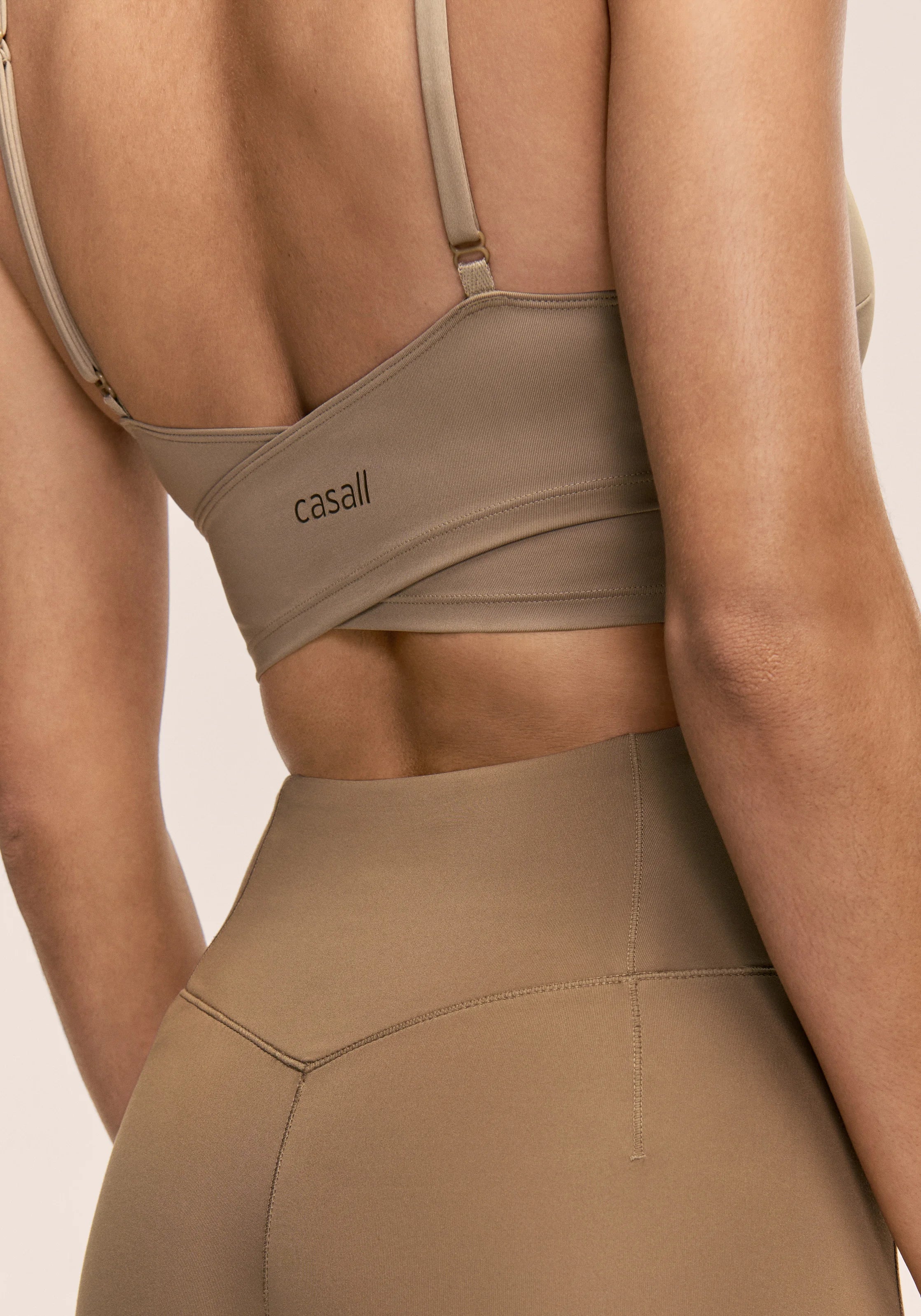 Cross Overlap Sports Top  - Light Khaki