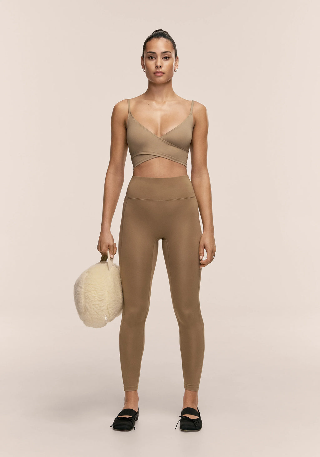 Cross Overlap Sports Top  - Light Khaki