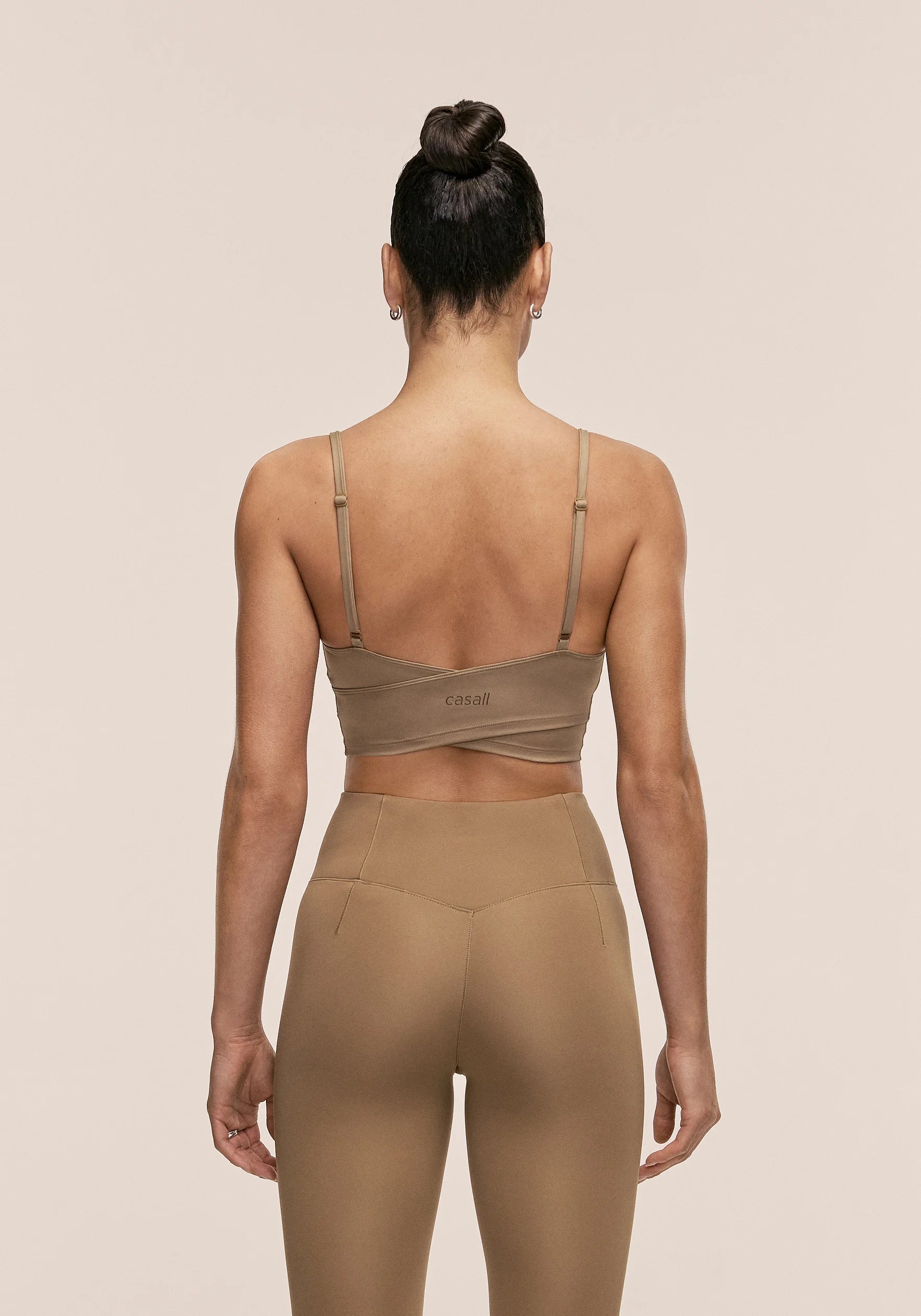 Cross Overlap Sports Top  - Light Khaki