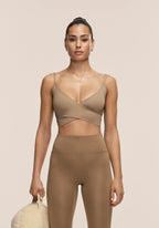 Cross Overlap Sports Top  - Light Khaki