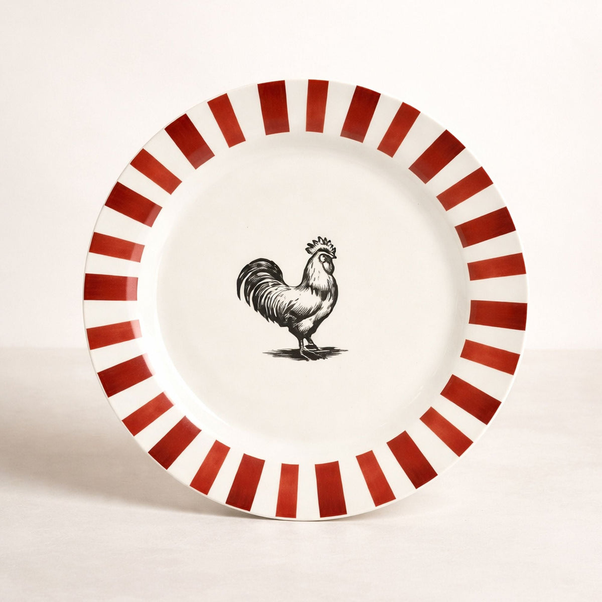 Juego de 6 platos llanos Quiquiriquí de 26,5 cm de porcelana