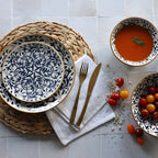 Set of 6 Dessert Plates - Héraclée - 19 cm - Stoneware - Blue Design