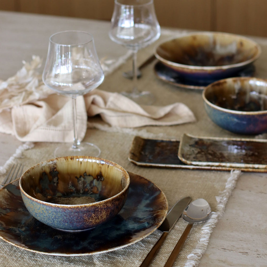 Set of 6 Volcano reactive-glaze bowls – 16 cm