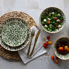 Set of 6 Héraclée Green-Patterned Stoneware Deep Plates - 20cm