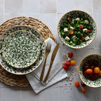 Set of 6 Héraclée Dessert Plates - 19 cm - Stoneware - Green Pattern