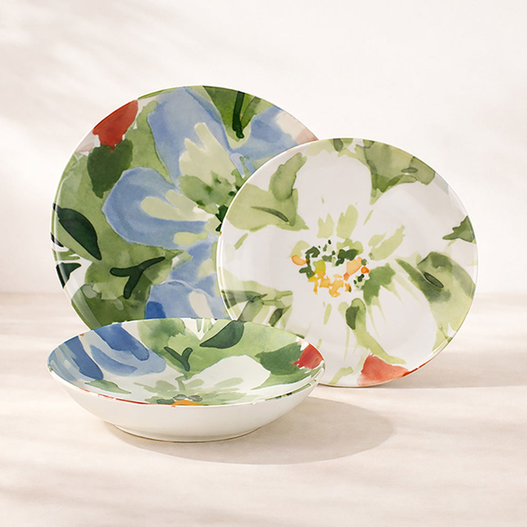Vajilla Floralux de 36 piezas de porcelana