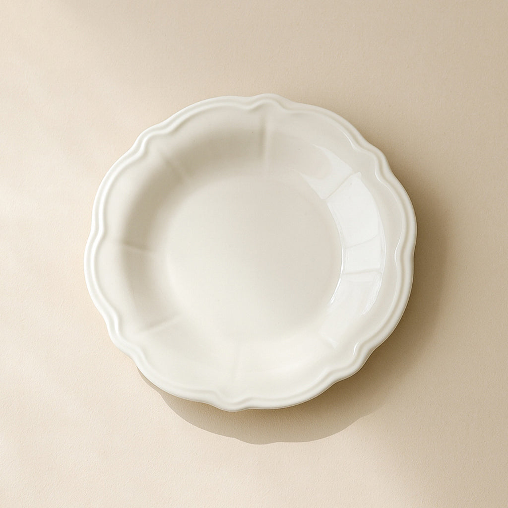 Set of 6 Deep Plates - Charlotte - 22 cm - Stoneware - White