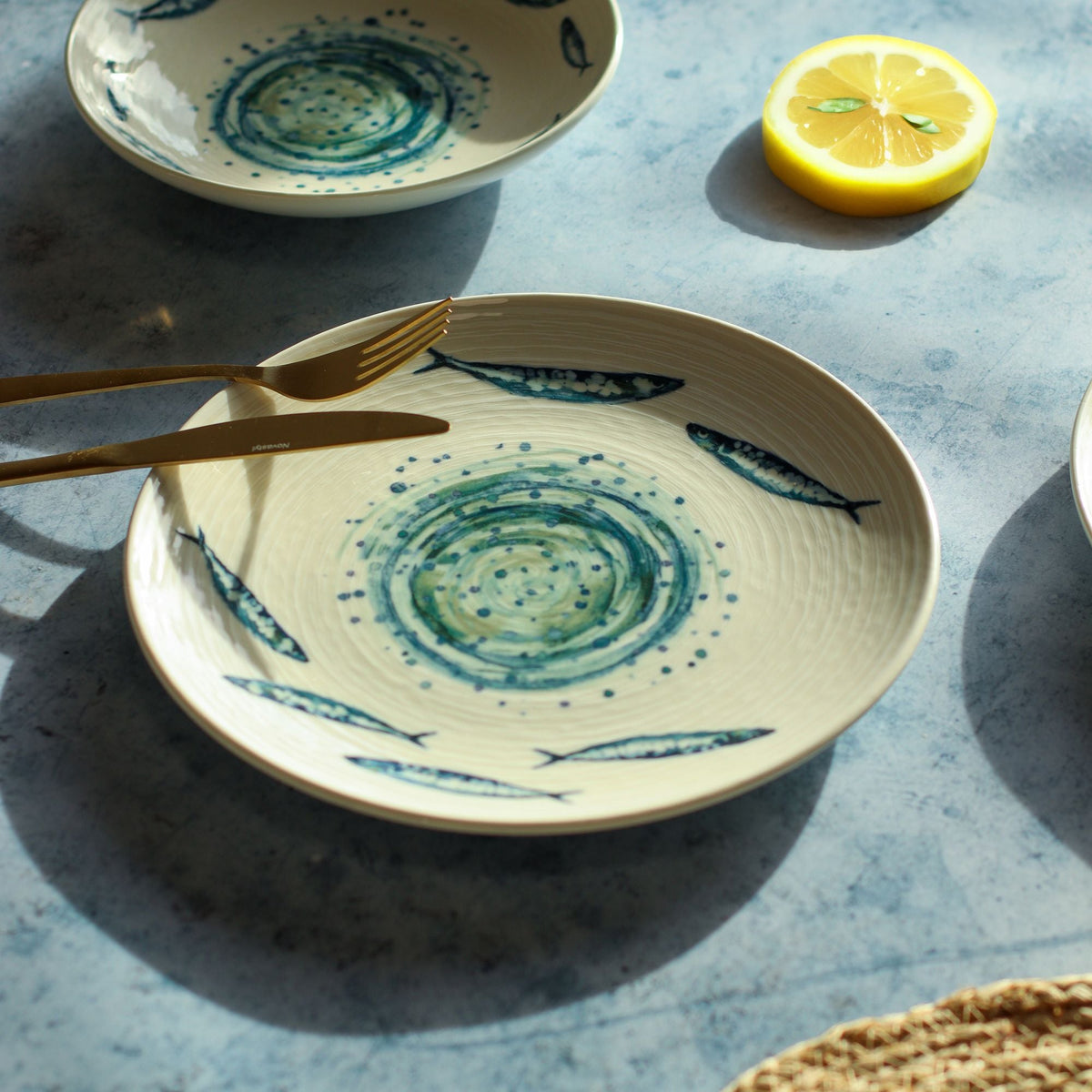 Set of 6 Dinner Plates - Sardine - 27 cm - Earthenware