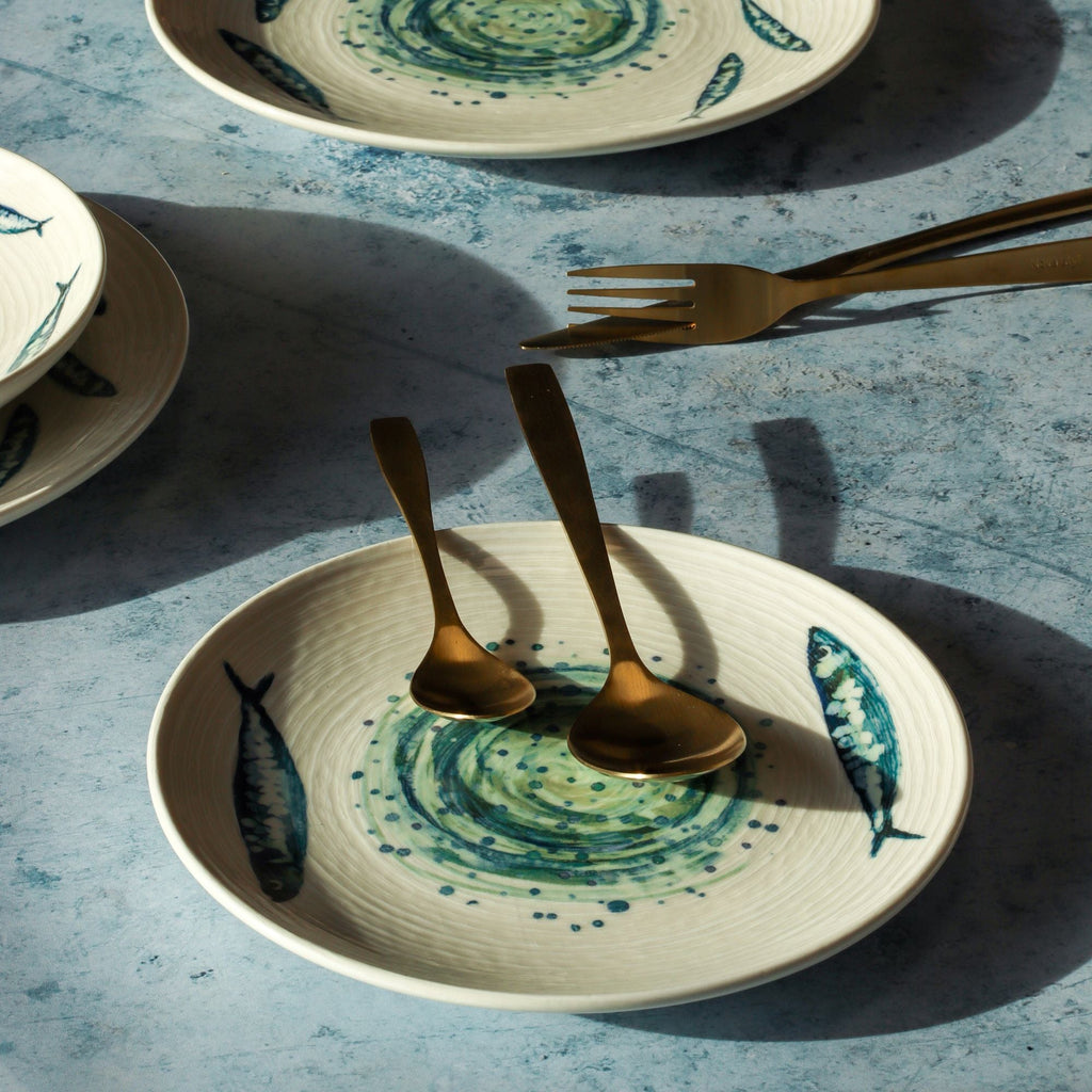 Set of 6 Dessert Plates - Sardine - 20 cm - Earthenware