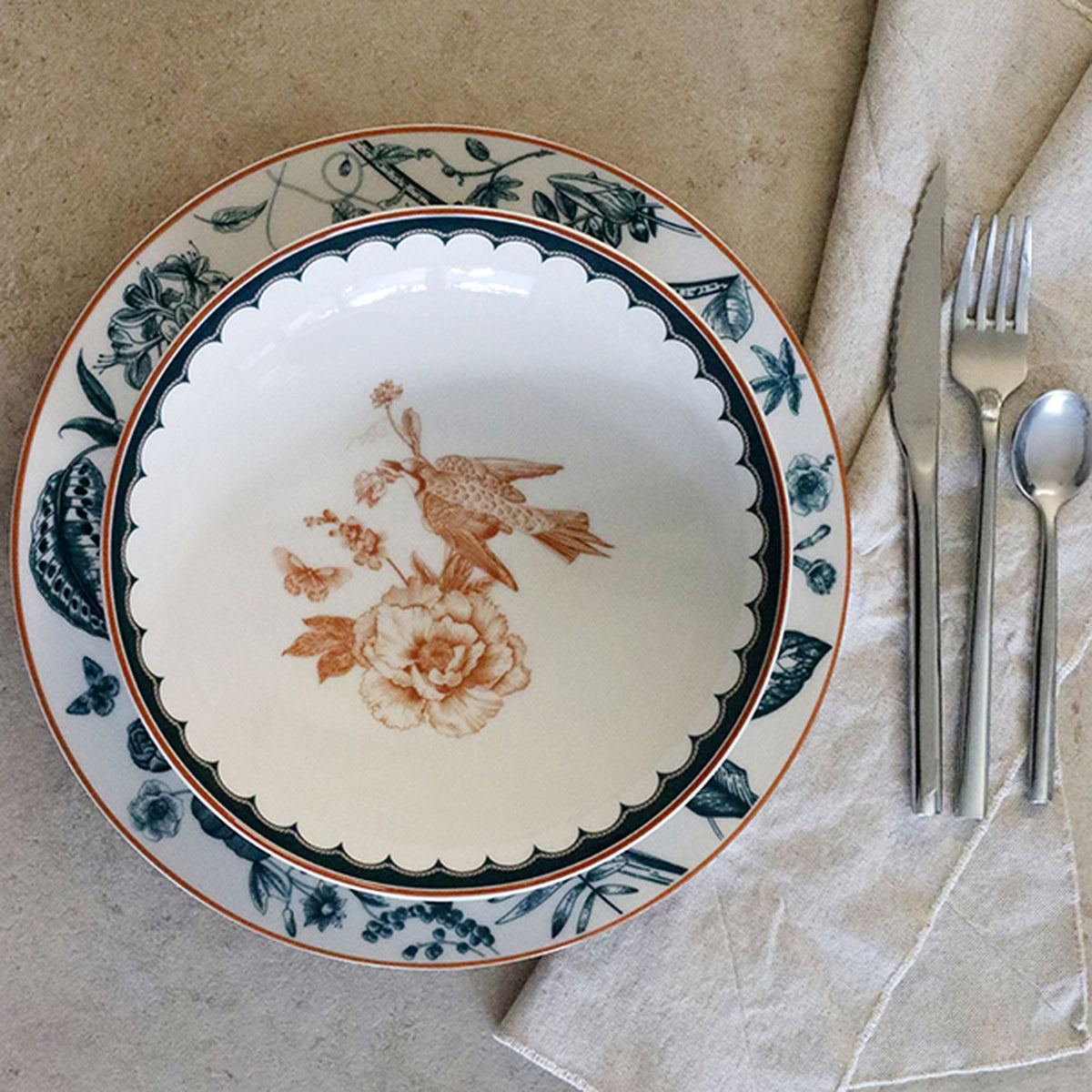 Lot De 6 Assiettes Creuses - Botanic - 21Cm - Porcelaine