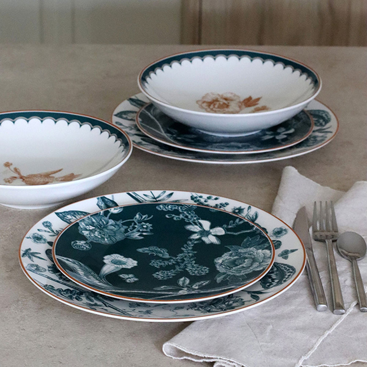 Lot De 6 Assiettes Creuses - Botanic - 21Cm - Porcelaine