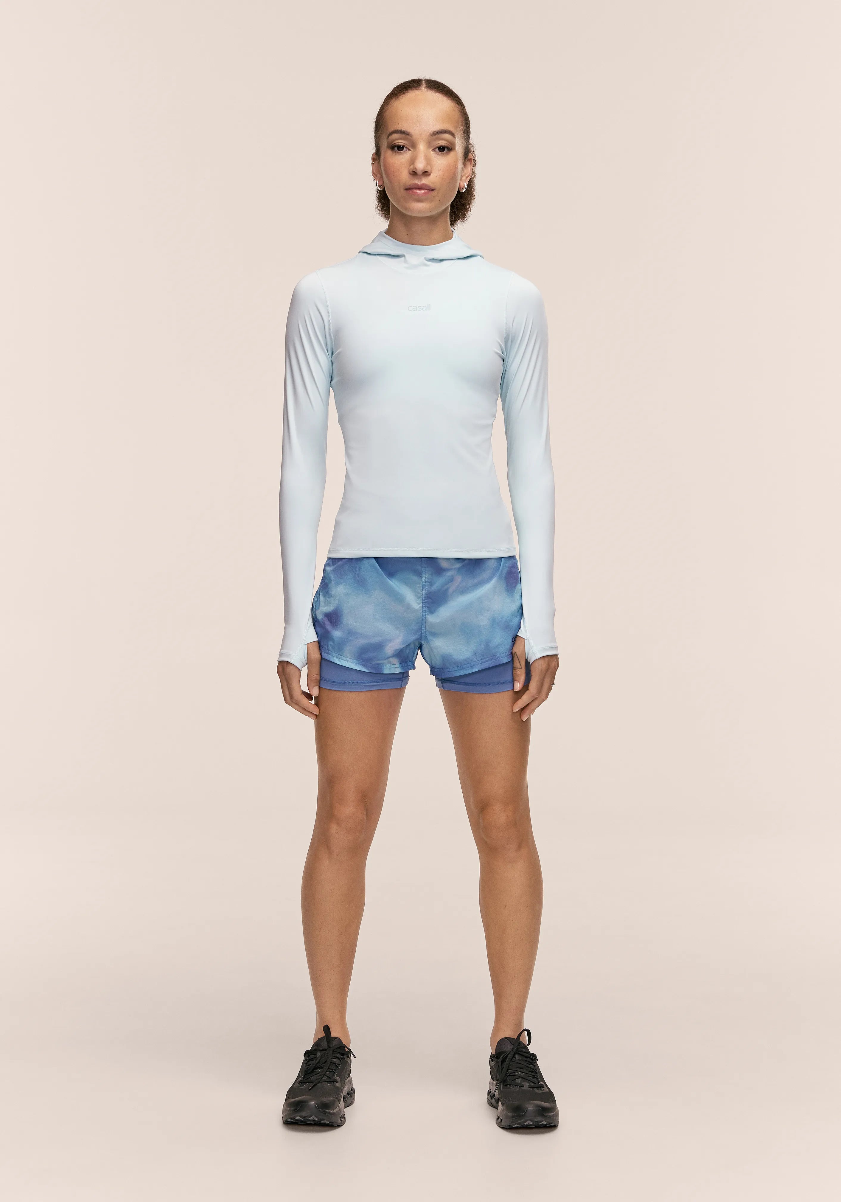 Breeze Printed Running Short  - Breeze Blue Shadow