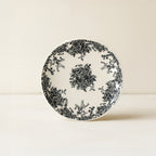 Set of 6 Florali dessert plates - 19cm - Stoneware - Black design