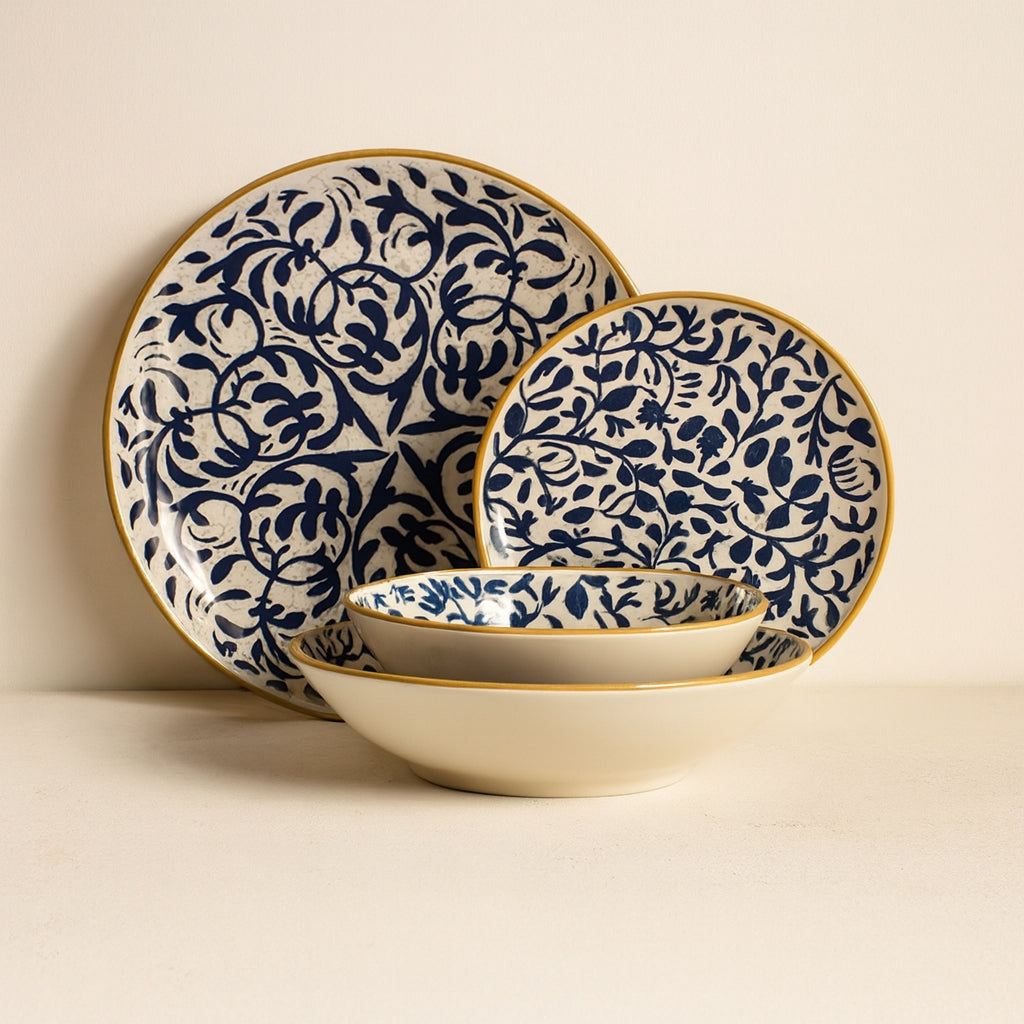 Héraclée - Dinerservies - 48-Delig - Gres - Blauw Dessin