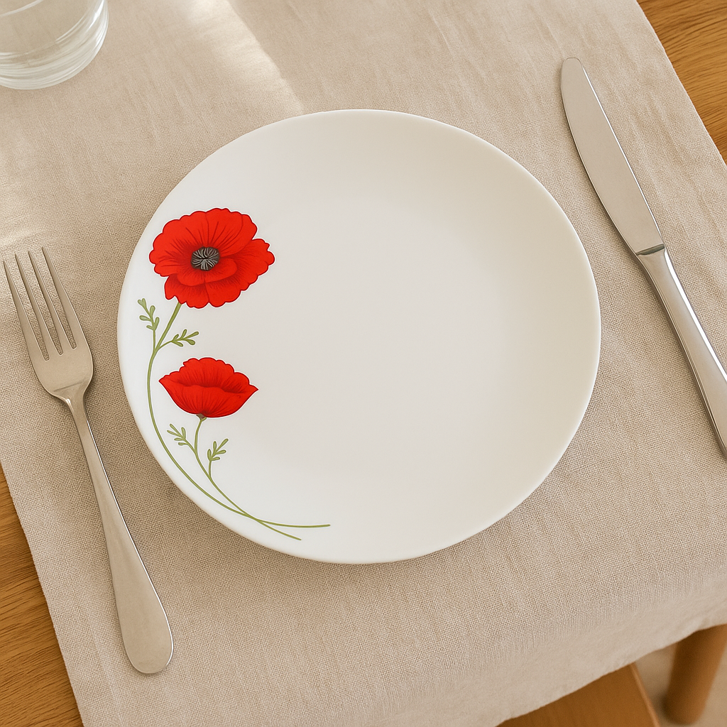 Service De Table - Coquelicot - 36 Pièces - Porcelaine