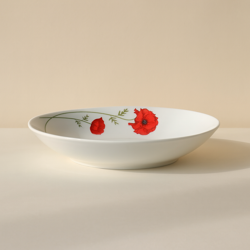 Coquelicot - Set med 6 djupa tallrikar - 20,5 cm - Porslin