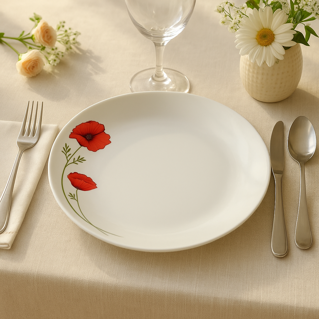 Service De Table - Coquelicot - 36 Pièces - Porcelaine