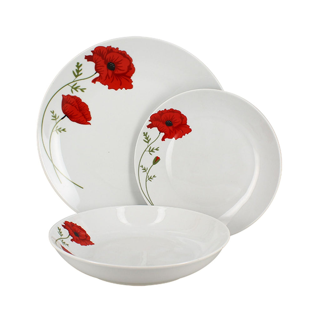 Coquelicot - Set med 6 djupa tallrikar - 20,5 cm - Porslin