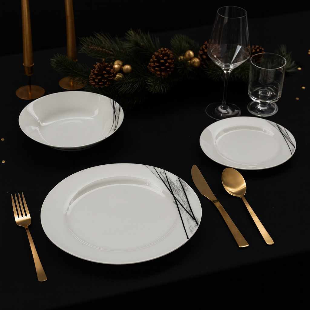 Set of 6 Deep Plates - Carbon - 20 cm - Porcelain