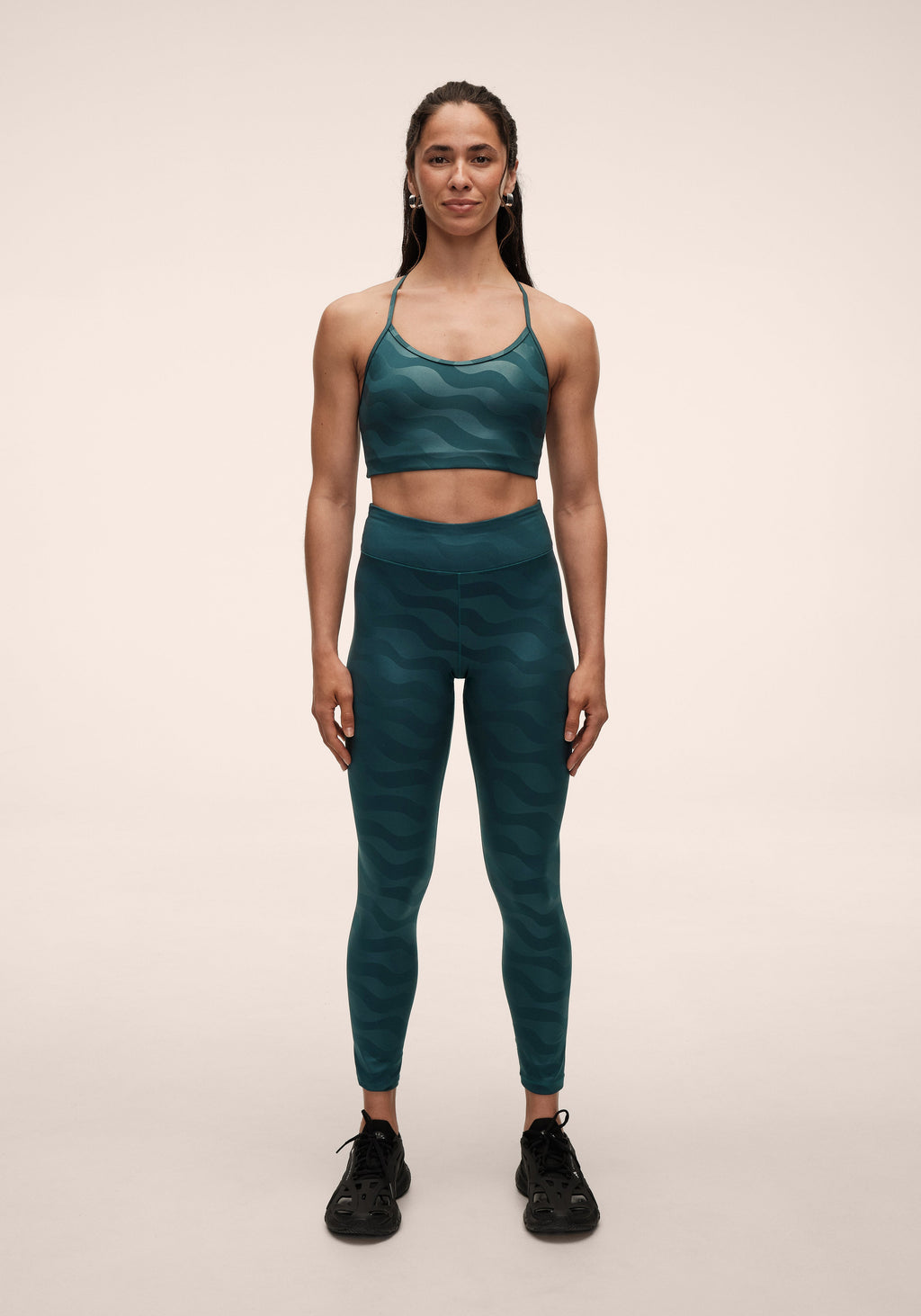Heat Printed High Waist Tights - Ocean Geo