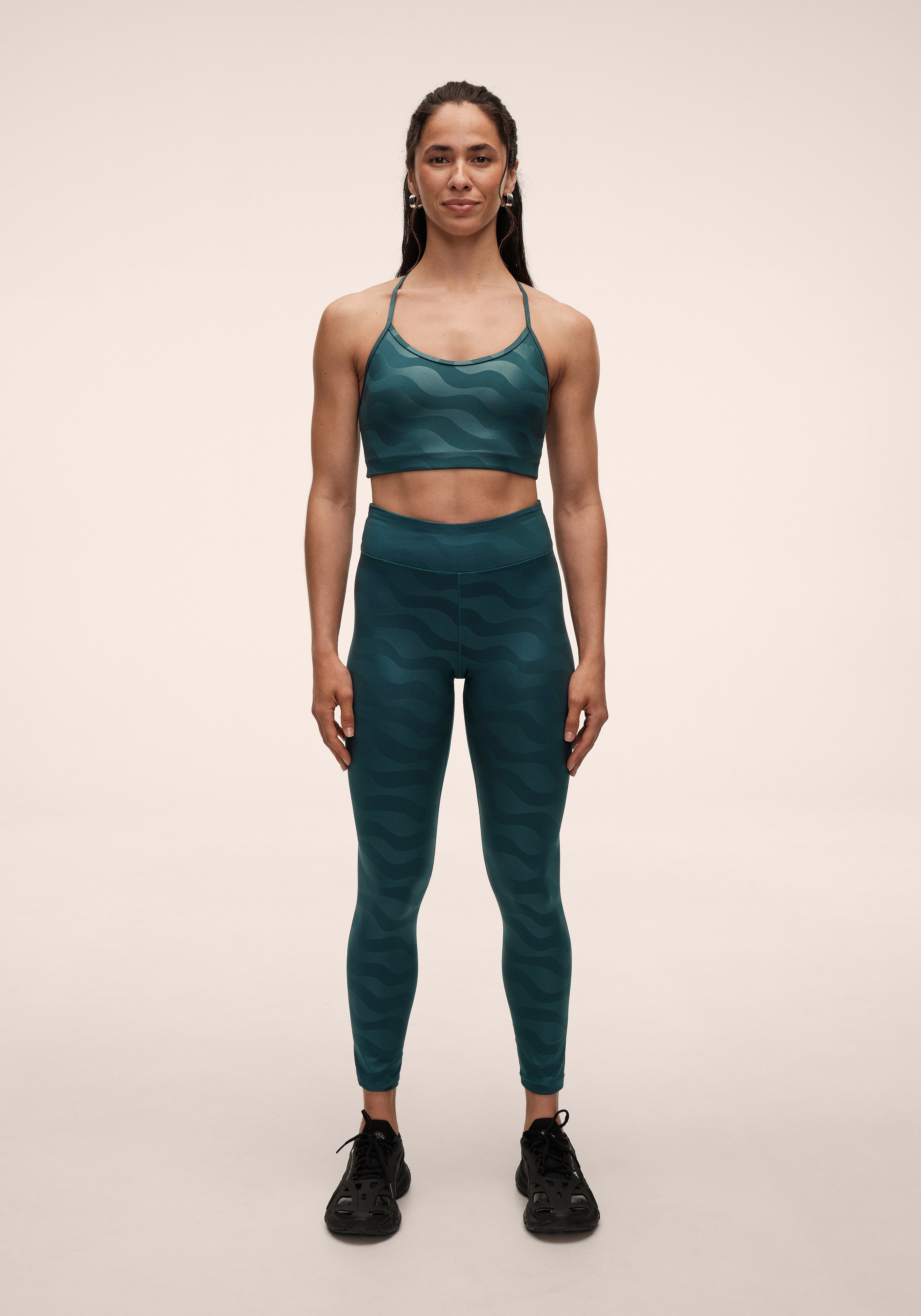 Heat Printed High Waist Tights - Ocean Geo