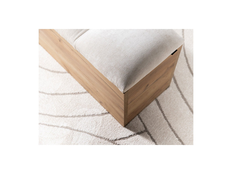 Lit Lattes Massives Pieds En Bois Naturel + Bout De Lit - Kumo - Gris Clair