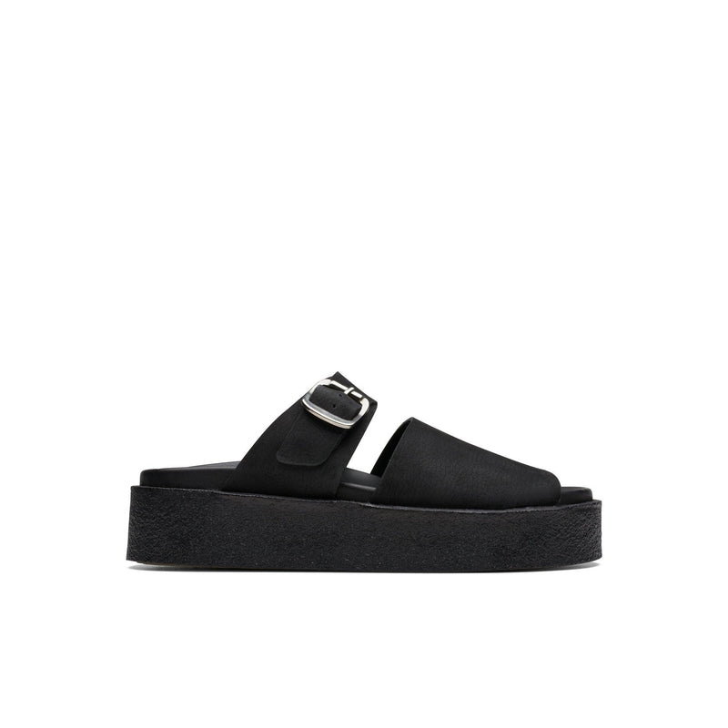 Crepe Slide Sandals - Black Nubuck - Women