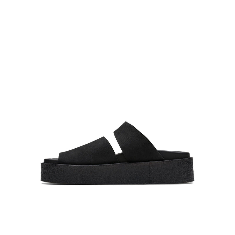 Crepe Slide Sandals - Black Nubuck - Women