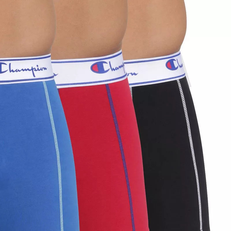 Pack De 3 Boxers Champion - Bleu, Noir, Rouge.