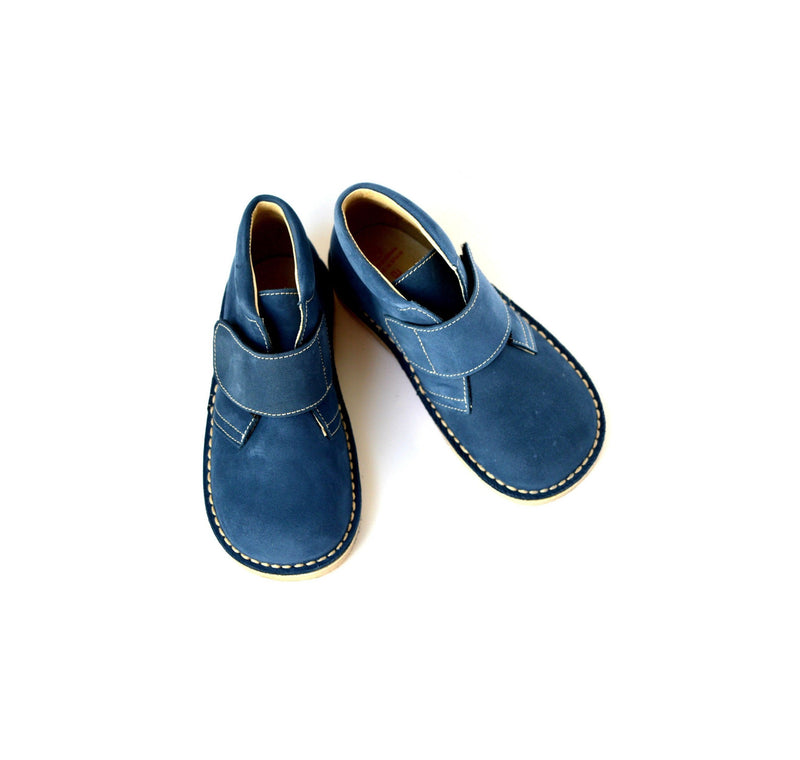 Chaussures Garçon Scratch Gaspard - Nubuck Bleu Jean Denim - Garçon