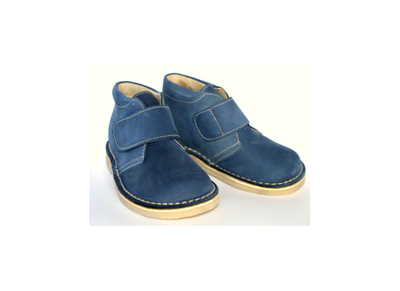 Chaussures Garçon Scratch Gaspard - Nubuck Bleu Jean Denim - Garçon