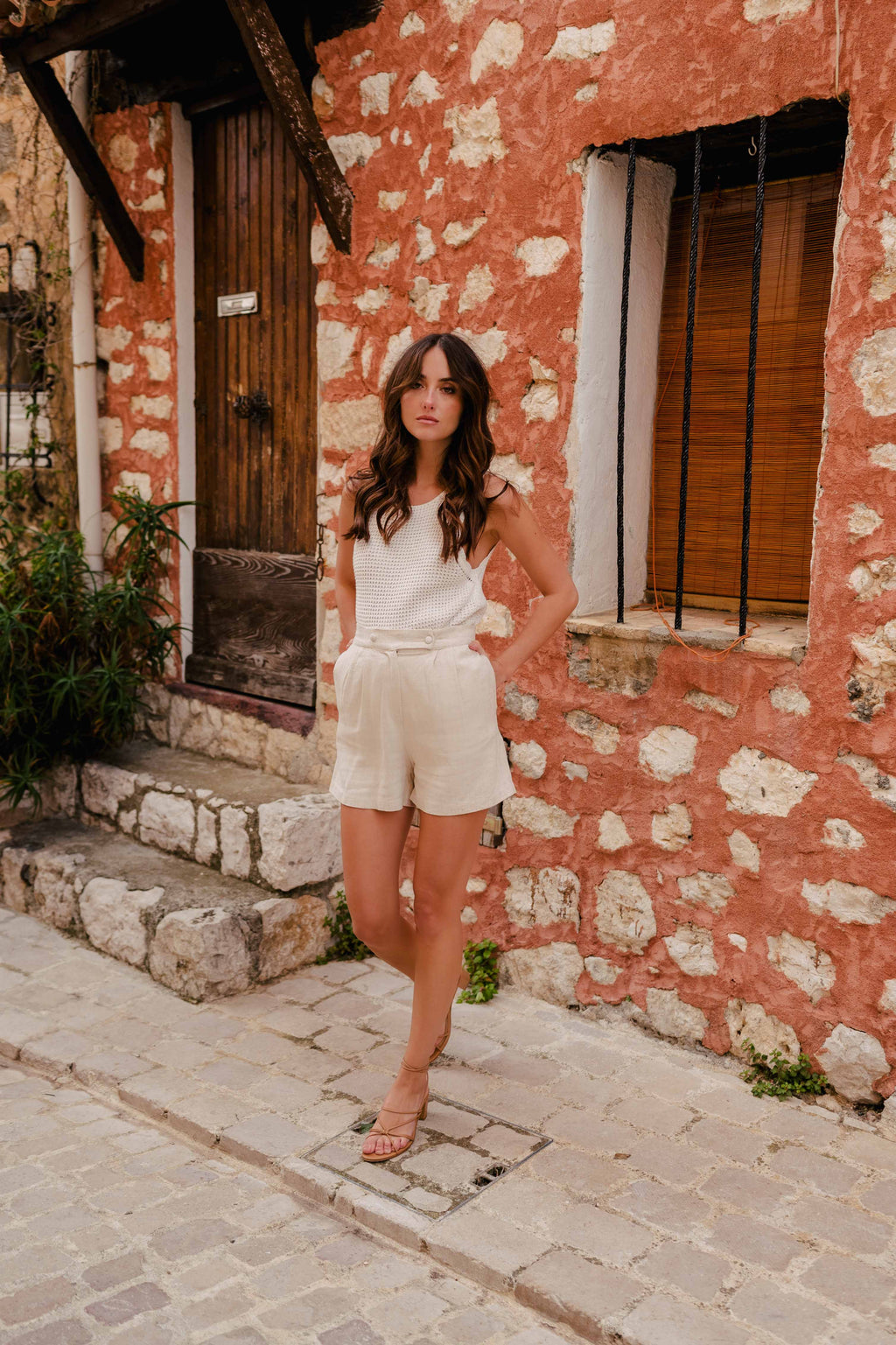 Short Léo Lin Viscosa Beige